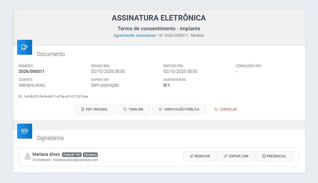 Documento aguardando assinatura